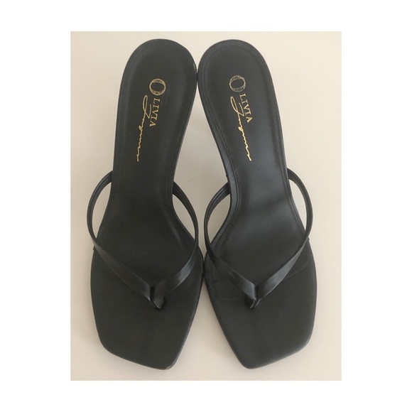 Olivia Ferguson Shoes - Olivia Ferguson Black Strappy Slide Heels | Size 7.5